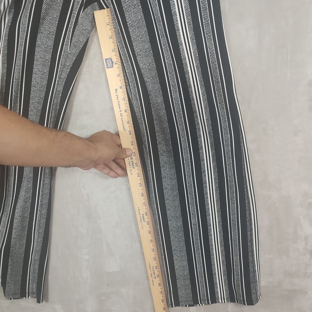 Women's Black White Striped Wide Leg Pants by Joe B. Pullon Tie-Belt Size Large - Picture 6 of 16